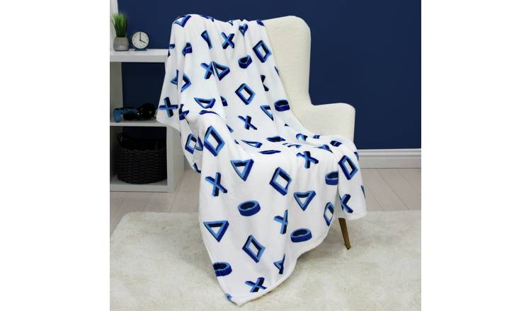 PlayStation Levels Fleece Throw - Blue & White - 150x100cm
