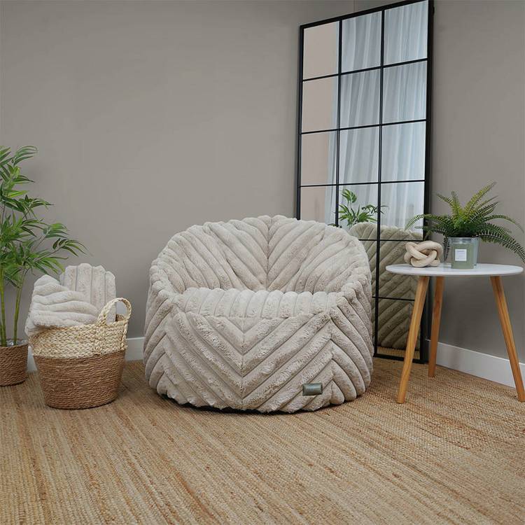 rucomfy Faux Fur Bean Bag - Linen 0