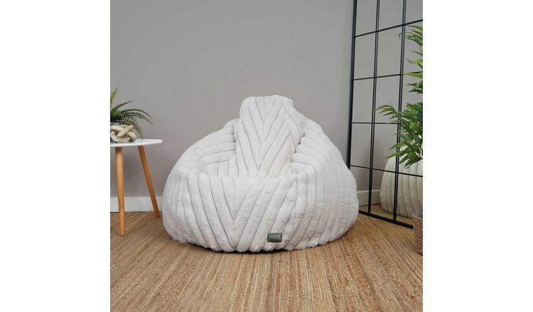 rucomfy Faux Fur Large Bean Bag - Ivory