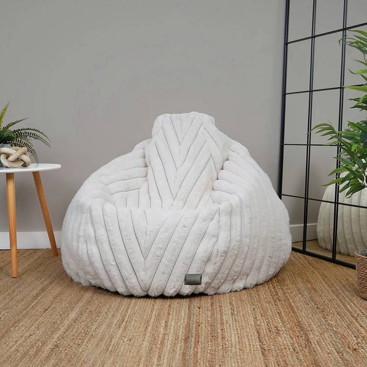 rucomfy Faux Fur Large Bean Bag - Ivory 0