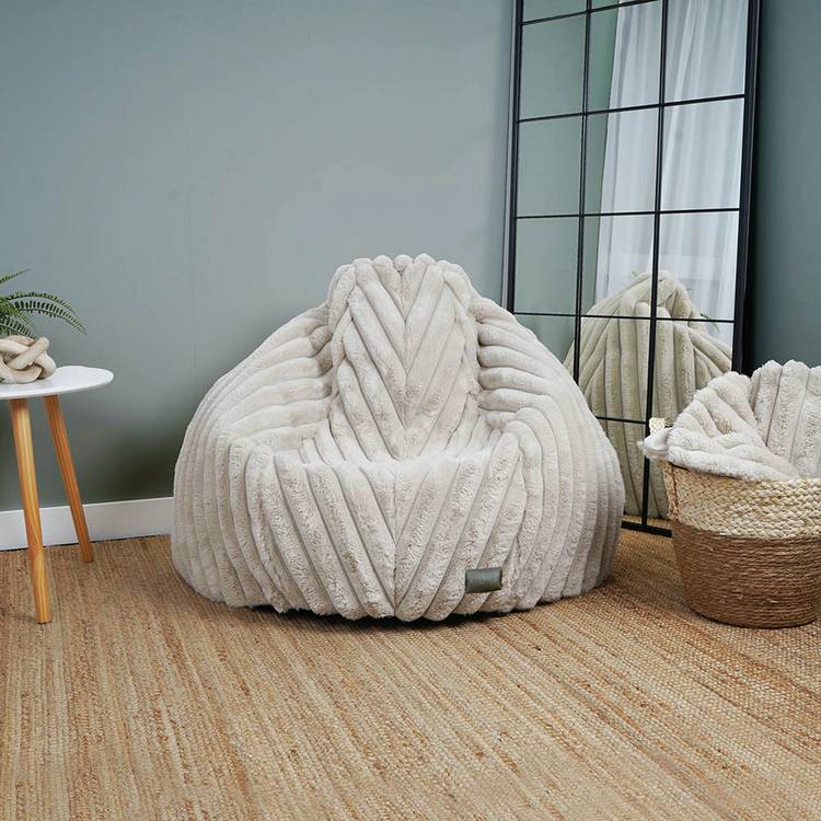 rucomfy Faux Fur Large Bean Bag - Linen 0