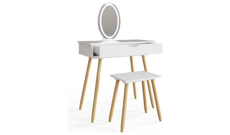 GFW Signy 1 Drawer Dressing Table & Stool - White & Oak