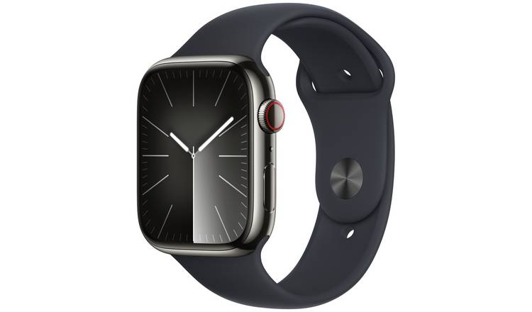 Apple Watch Series 9 GPS+Cell 45mm Steel & Midnight Band M/L