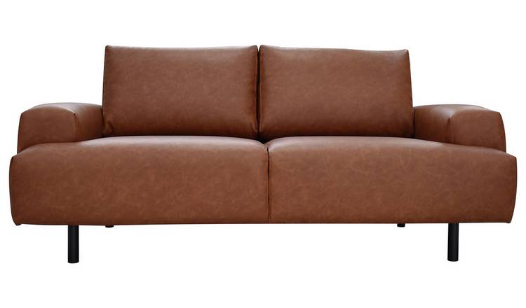 Habitat Julien Faux Leather 2 Seater Sofa - Tan