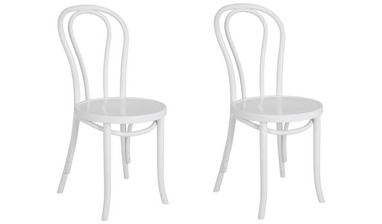 Buy Habitat Larsa Pair of Solid Wood Dining Chairs - White | Dining ...