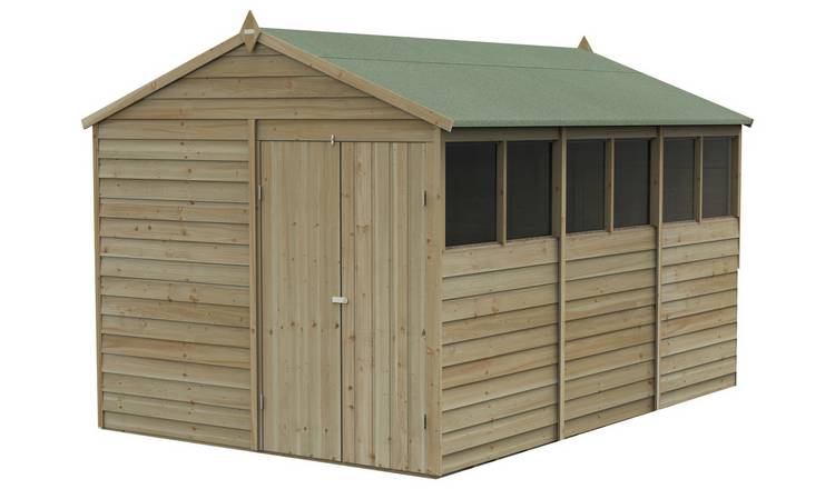 Forest 4Life Overlap 6 Windows Apex Shed - 12 x 8ft