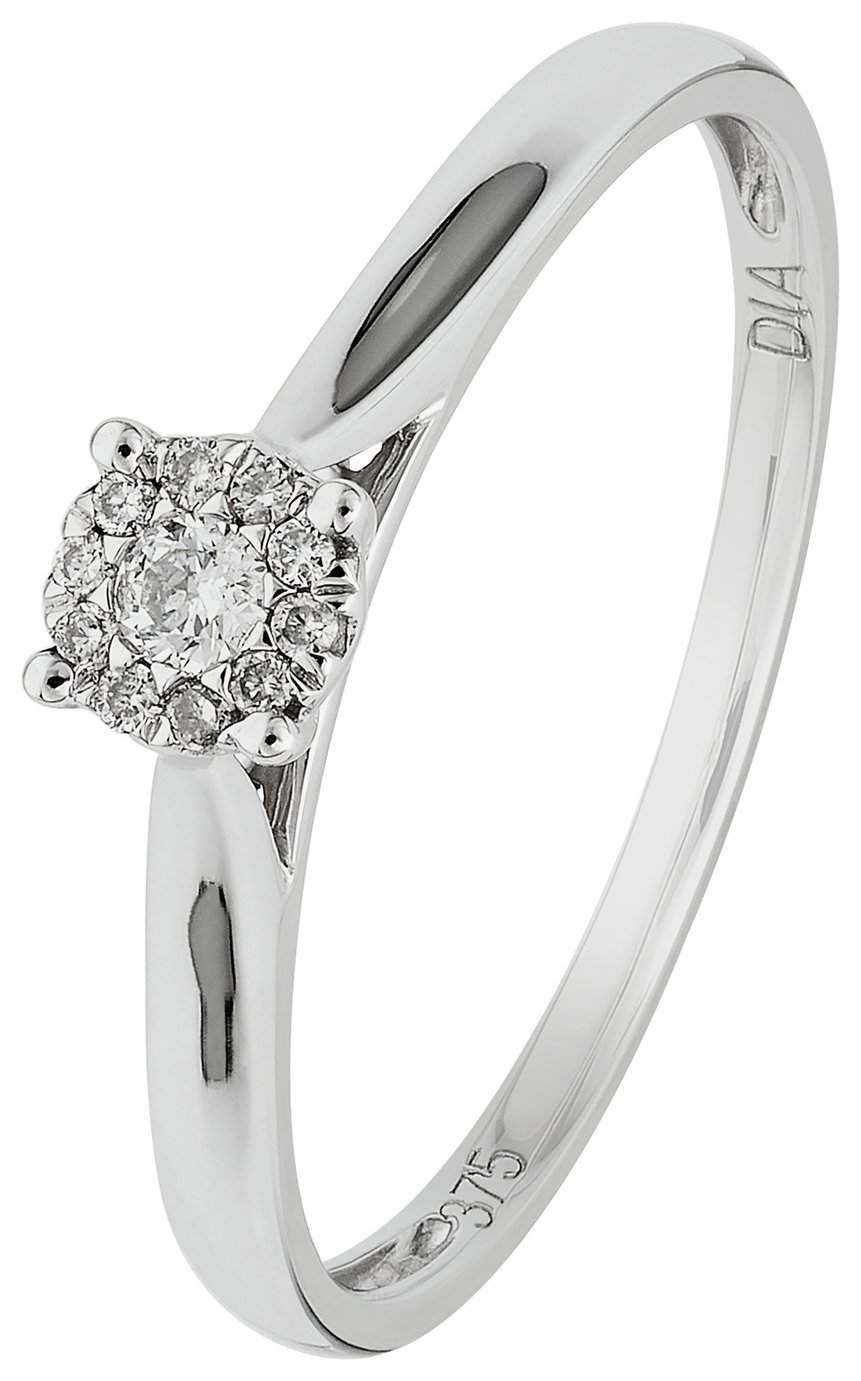 Revere 9ct White Gold Diamond Accent Halo Cluster Ring Review