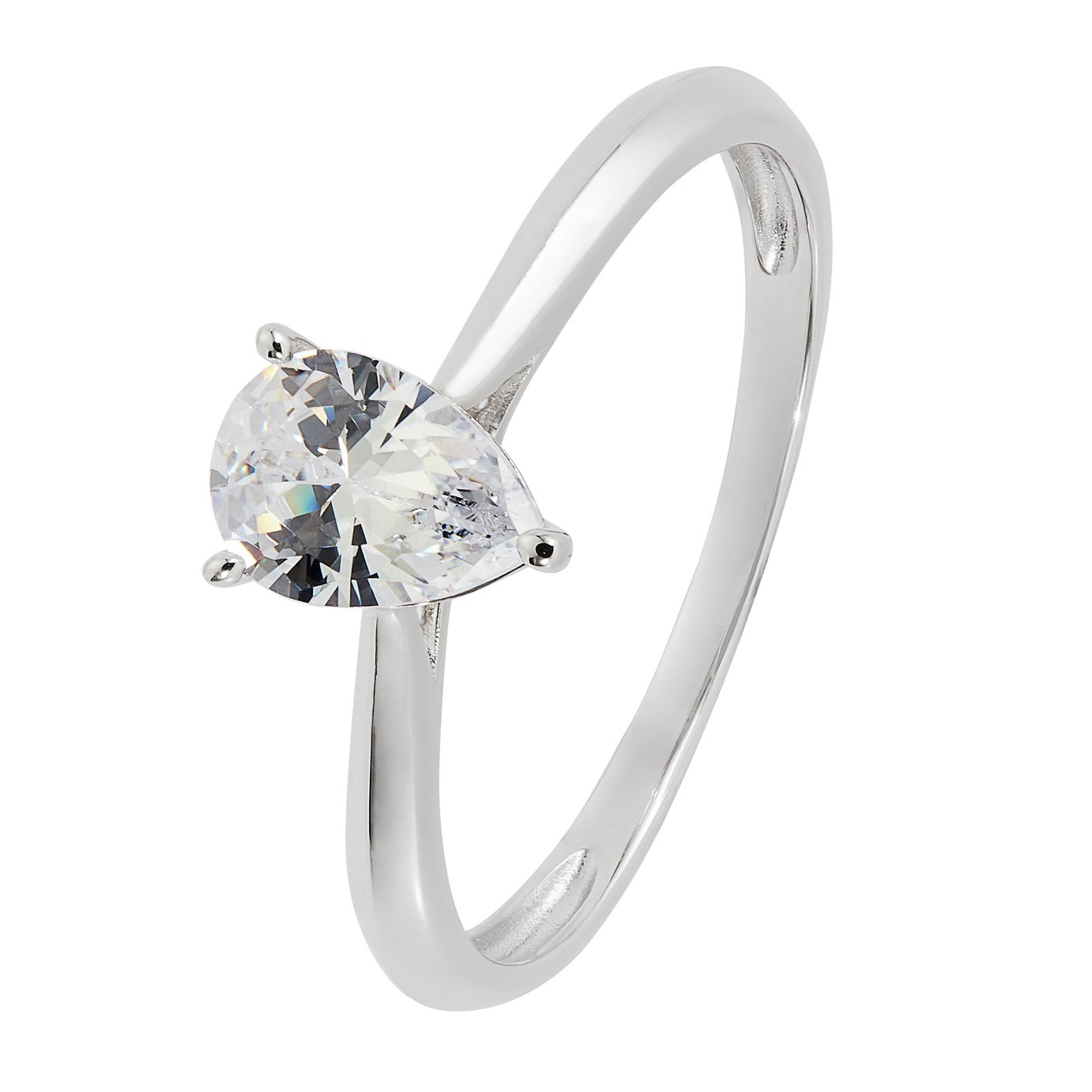 Revere 9ct White Gold Pear Cubic Zirconia Solitaire Ring Review