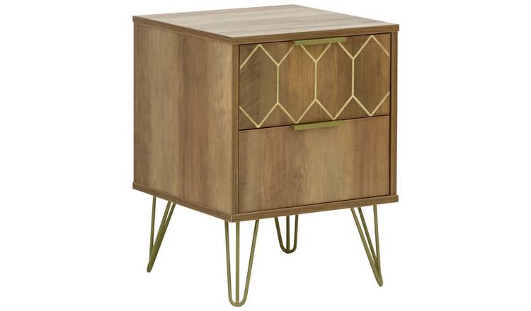 GFW Orleans 2 Drawer Bedside Table - Oak