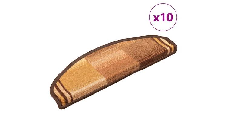 Walplus Pack of 10 Stair Mats - Brown - 65 x 21 cm