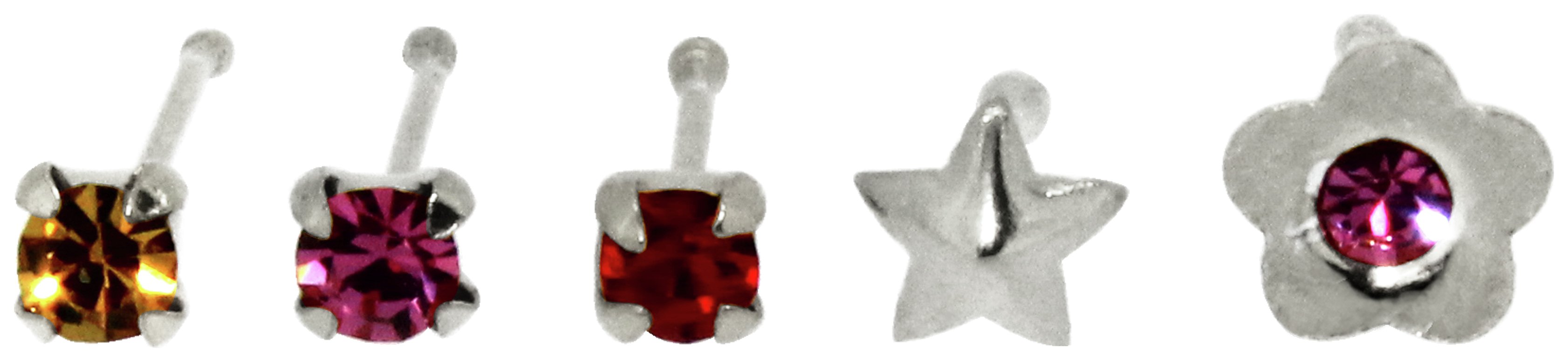 Link Up Sterling Silver Flower and Star Nose Studs - 5.
