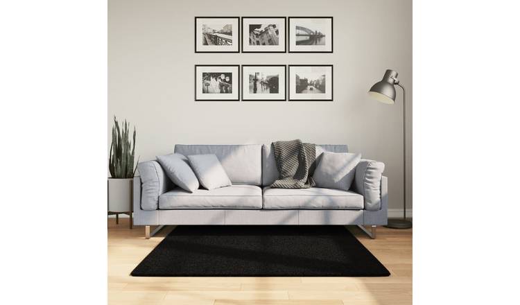 Walplus HUARTE Polyester 18 mm Pile Rug - Black - 120 x 120 cm
