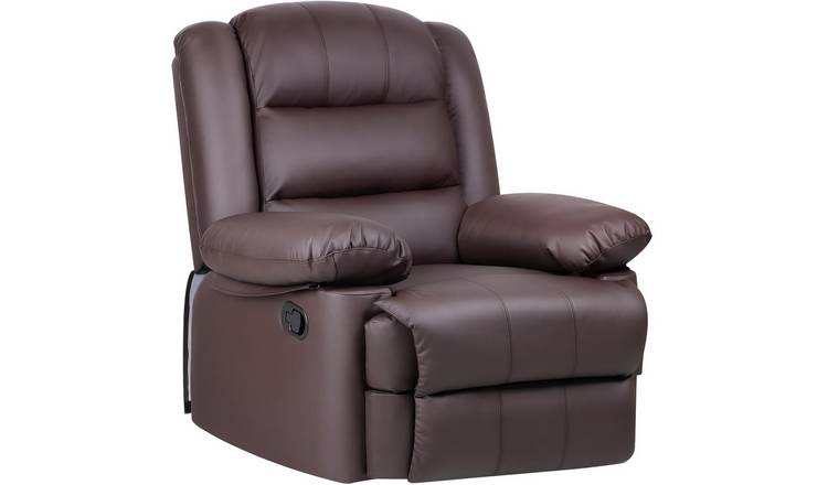 Rattantree Faux Leather Manual Recliner Chair with Footrest Armchair - Brown