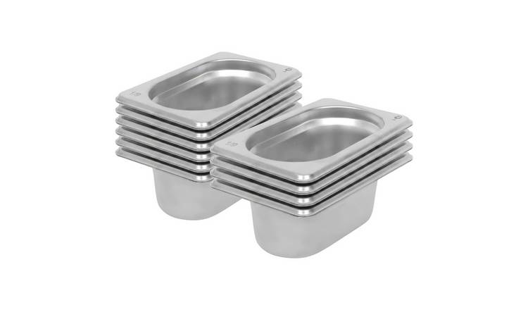 Argon Tableware Steel Gastronorm Containers 1/9 - 500ml - Set of 10