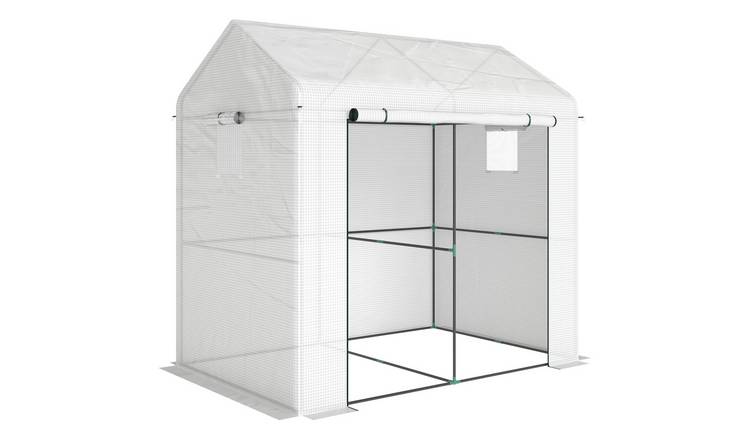 Outsunny PE Walk-in Greenhouse – White