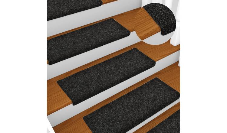 Walplus Pack of 15 Self-Adhesive Rectangular Stair Mats - Black - 65 x 21 cm