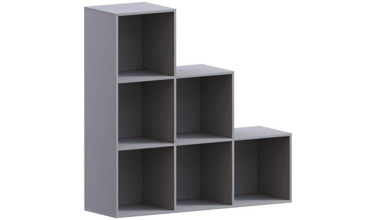 Vida Designs Durham 6 Cube Storage Stair Unit with 3 Grey Baskets - Grey