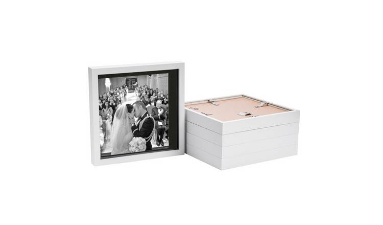Nicola Spring 3D Box Photo Frames - 10 x 10" with Mount - Set of 5 - White