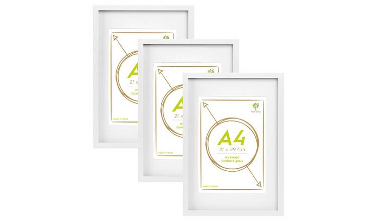 Nicola Spring Photo Frames - A3 with Mount - Set of 3 - White