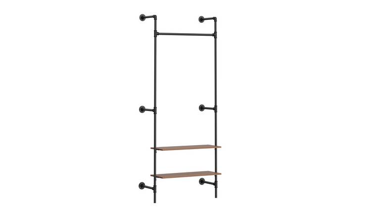 SoBuy 1 Hanging Rail 2 Shelf Wall Mounted Coat Rack - Black