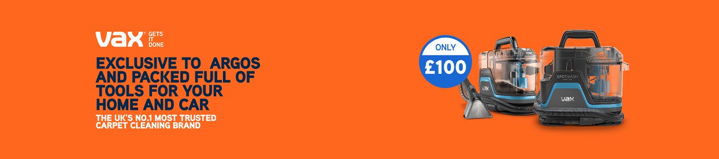 VAX. Exclusive to Argos and packed full of tools for your home and car. The UK'S no.1 most trusted carpet cleaning brand.