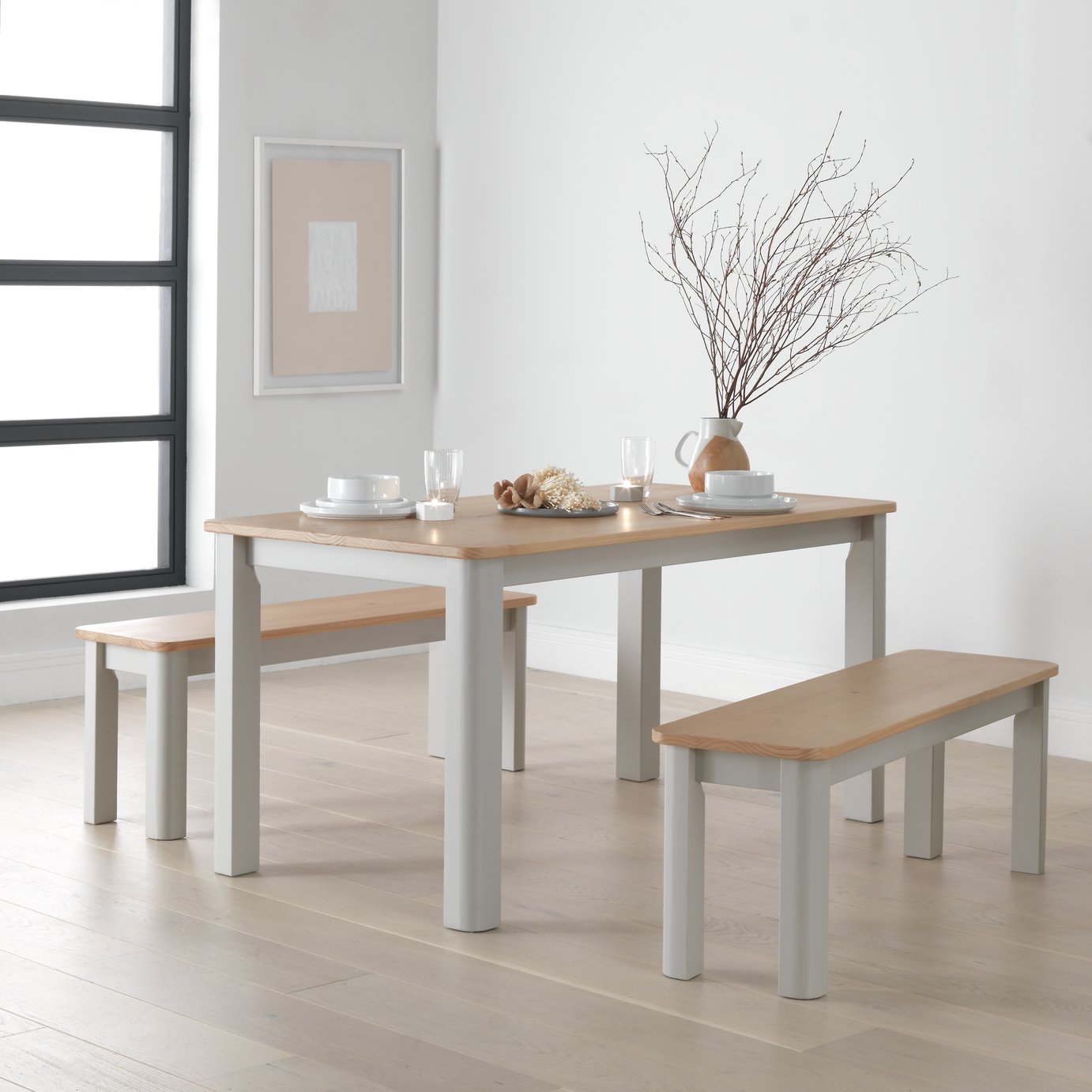 Argos Home Bournemouth Solid Wood Table & 2 Two Tone Benches Review