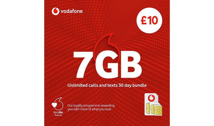 VODAFONE 7GB Pay As You Go SIM Card