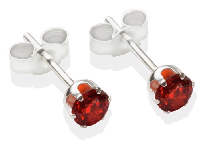 Argos Sterling Silver - Garnet Cubic Zirconia - Stud Earrings