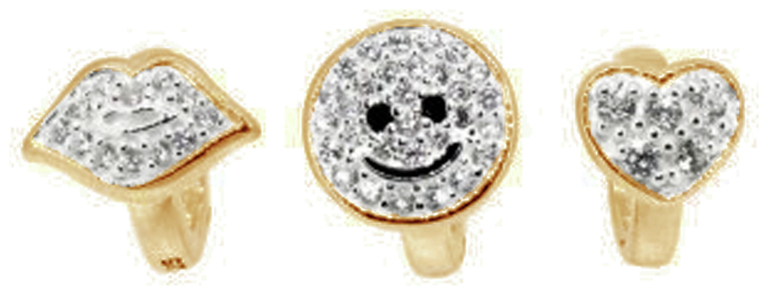 Link Up Gold Plated Silver Crystal Smile Charms - Set of 3.