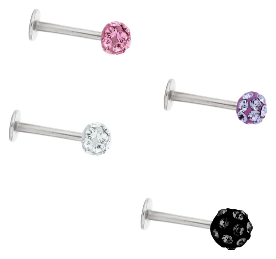 Link Up Stainless Steel Interchangeable Glitter Ball Labret
