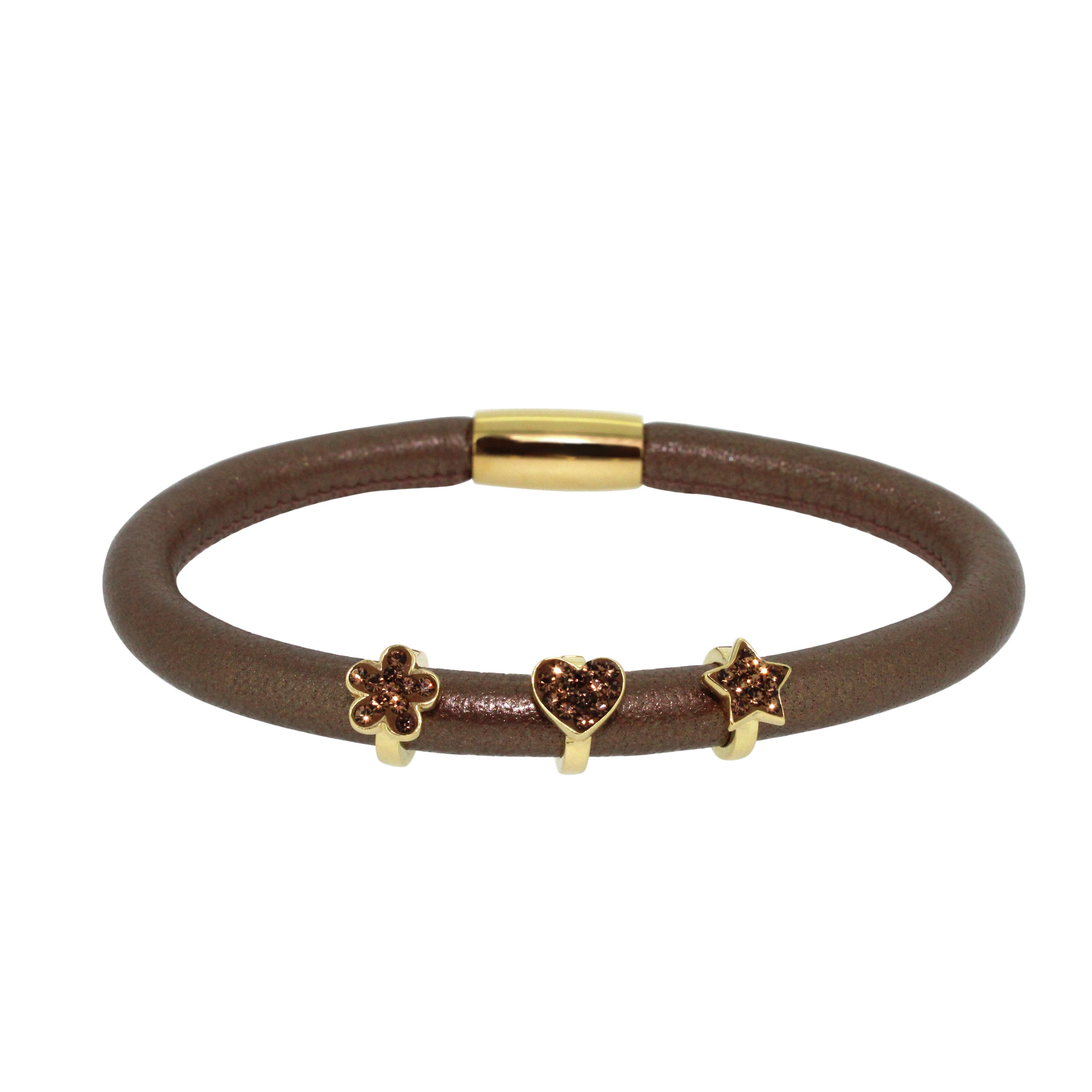 Link Up Single Row Brown Cord Leather Bracelet