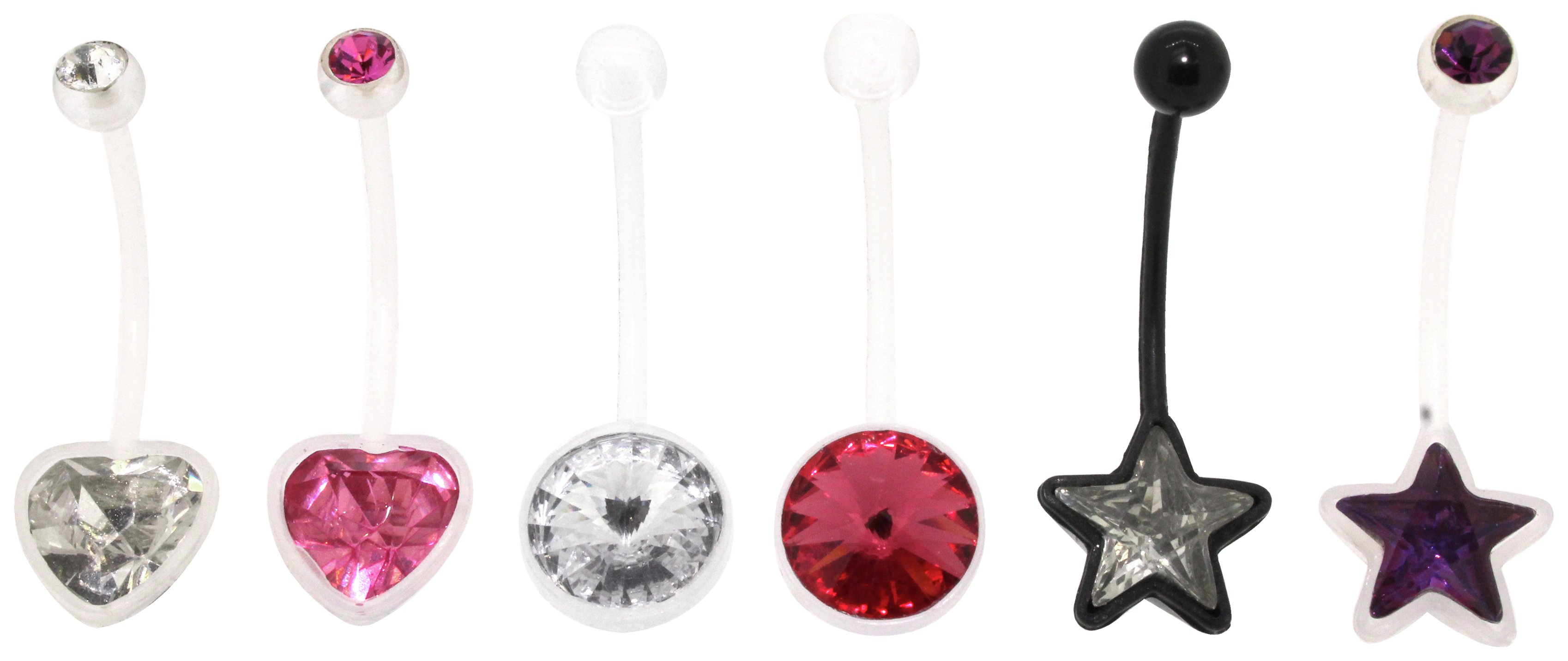Link Up Stainless Steel Flexible Belly Bars - Set of 6.