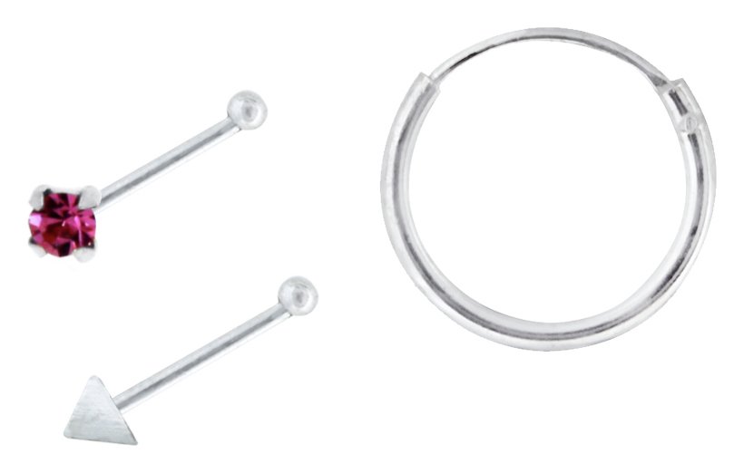 Link Up Sterling Silver Small/Medium/Large Nose Hoop - 3.