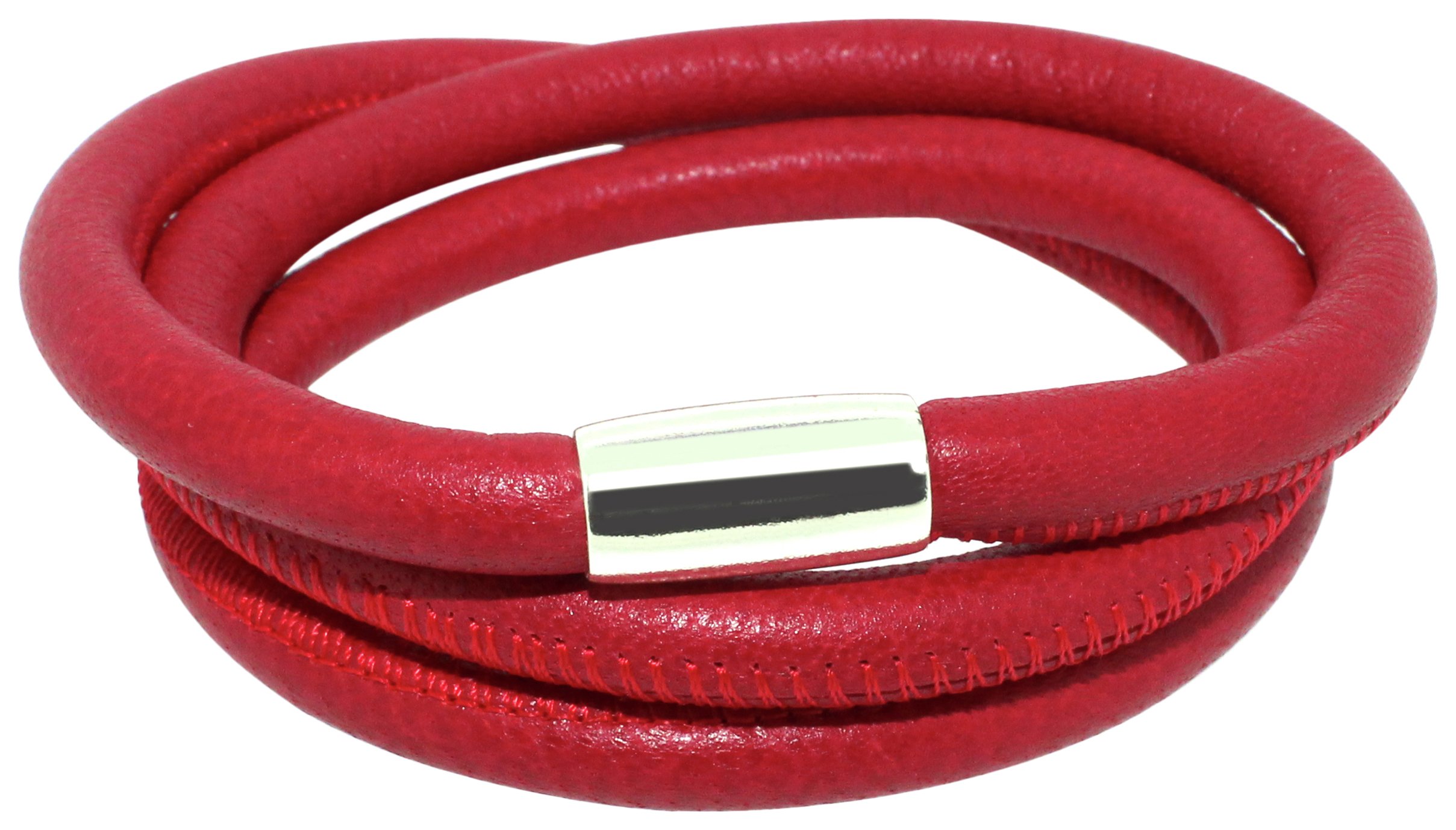 Link Up 3 Row Red Leather Cord Bracelet