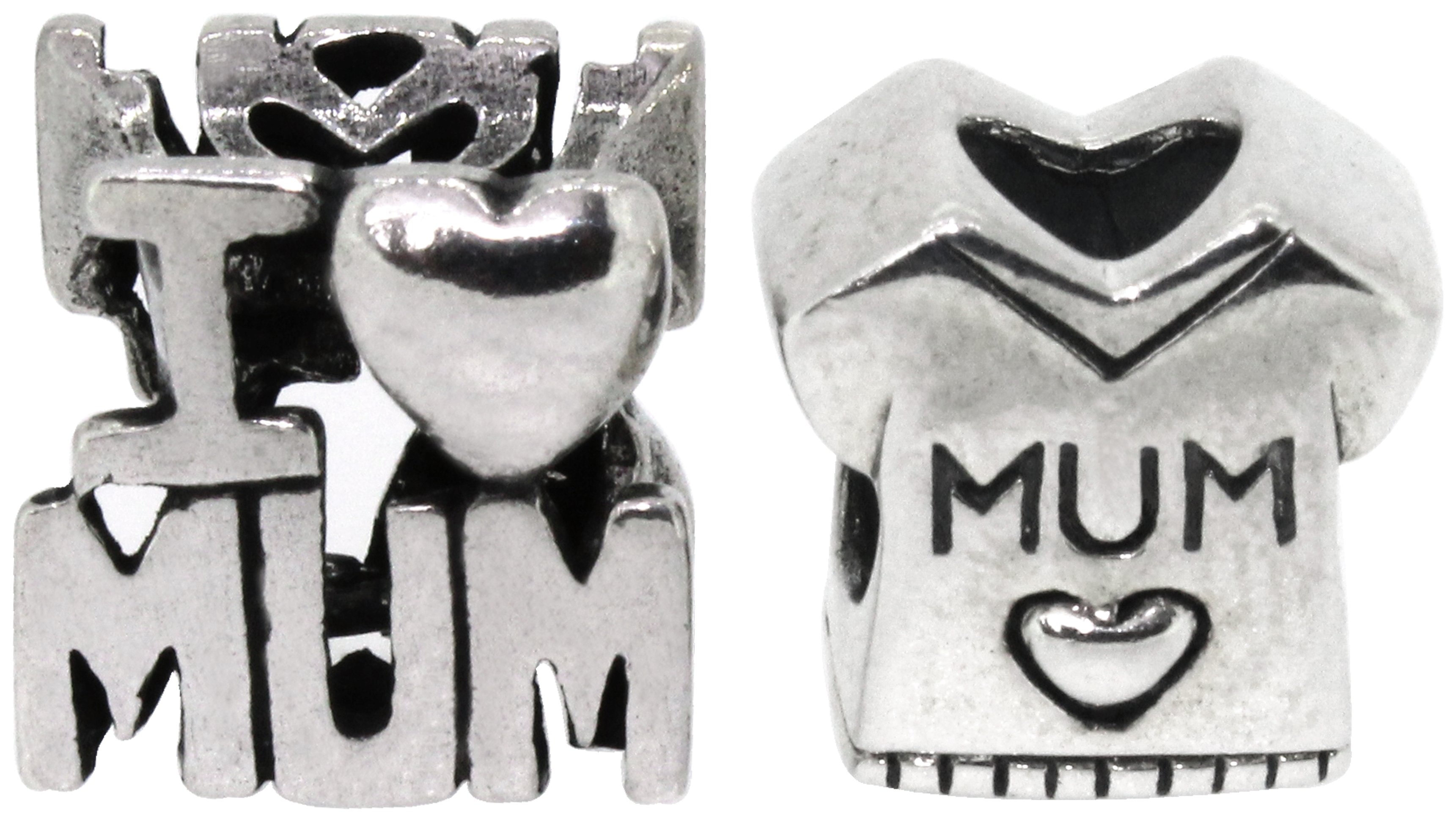 Link Up Sterling Silver No1 Mum Charms - Set of 2.