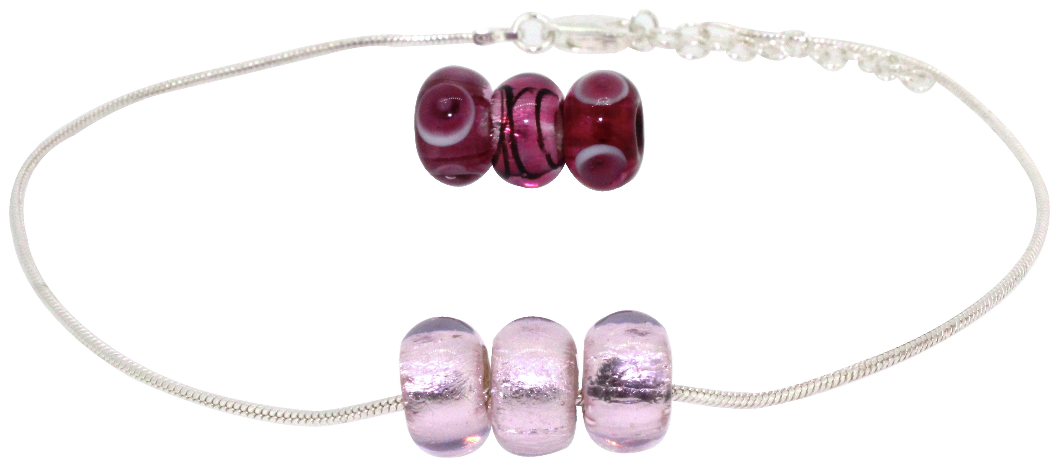 Link Up Silver Anklet with Interchangeable Glass Beads