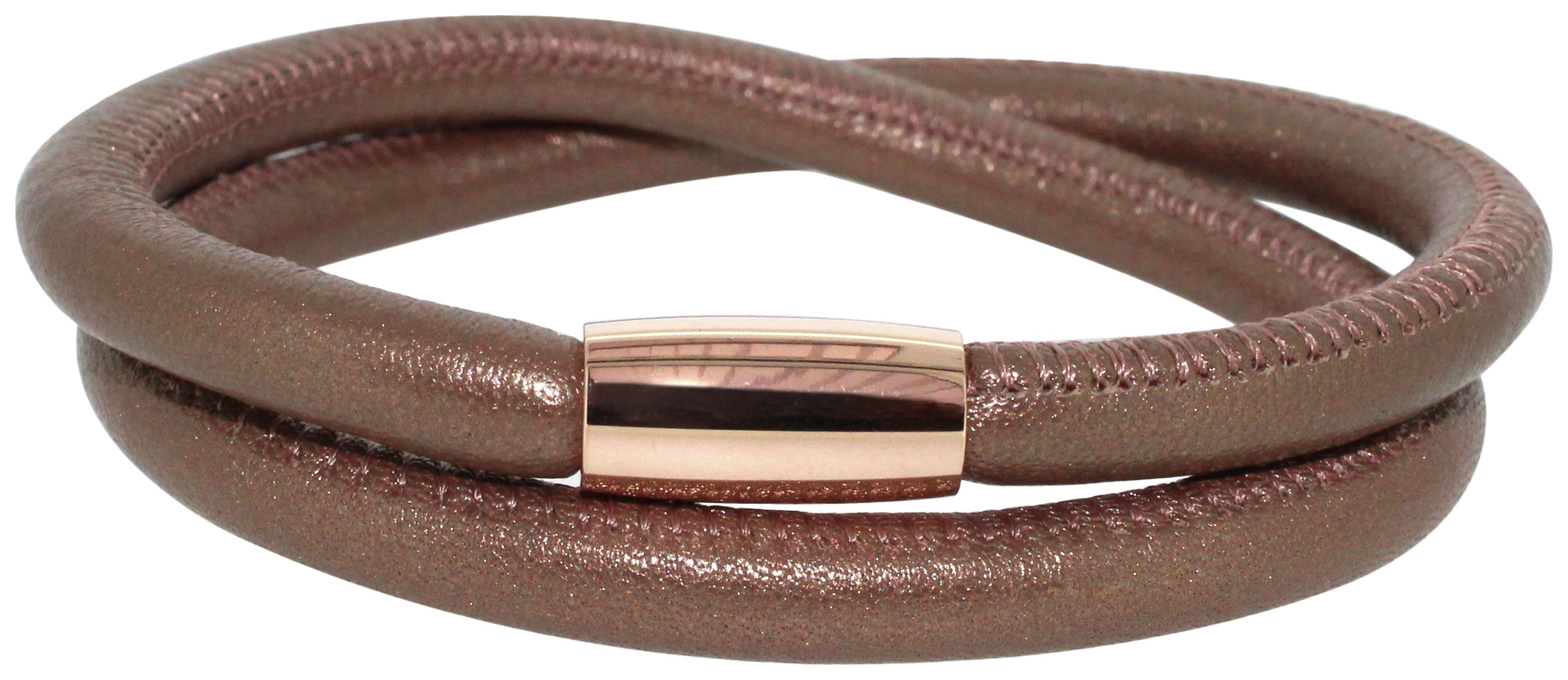Link Up 2 Row Brown Leather Cord Bracelet