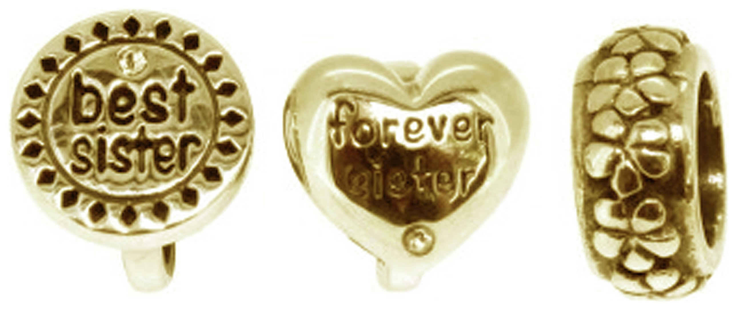 Link Up Gold Plated Silver Crystal Best Sister Charms - 3.