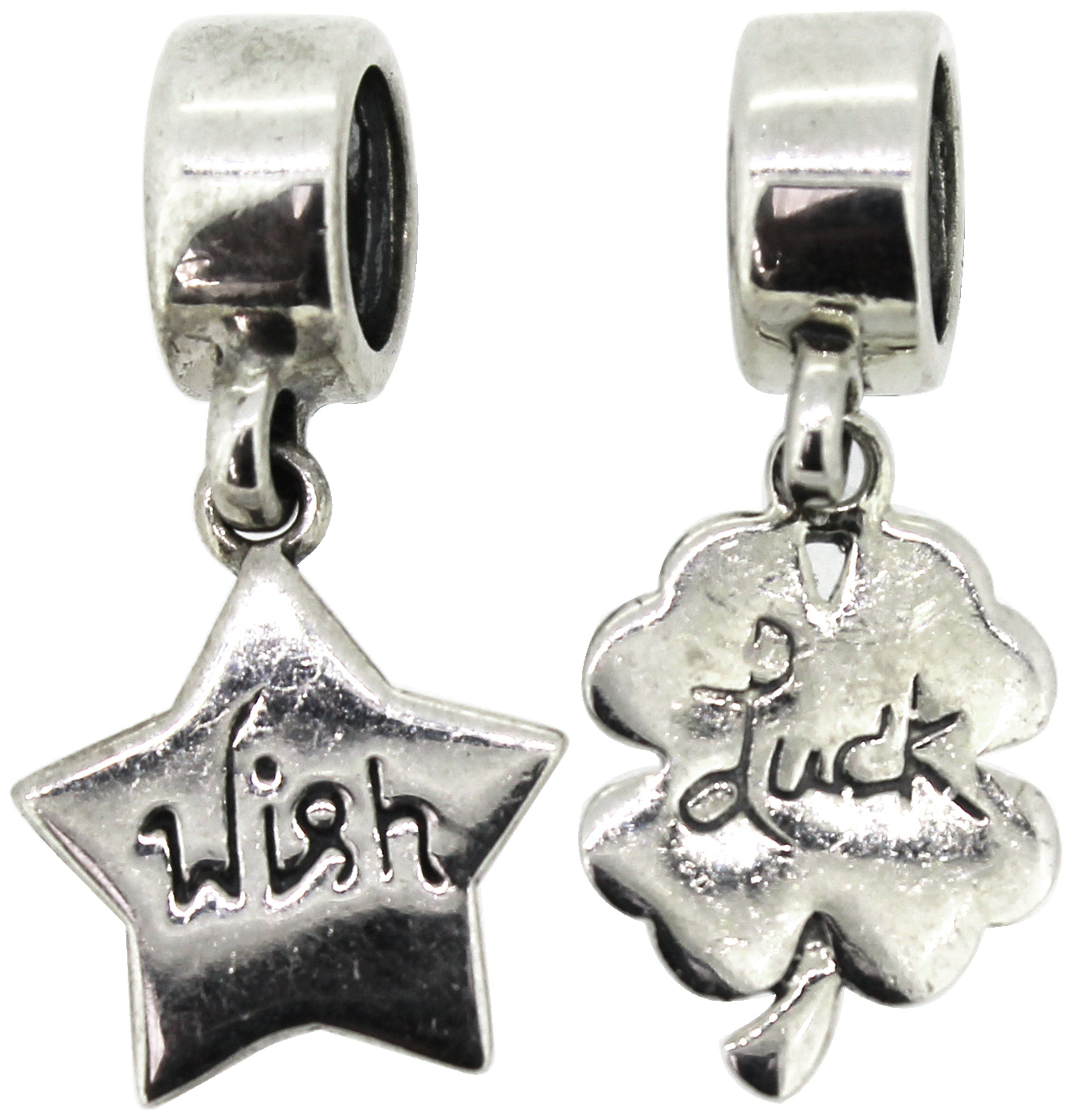 Link Up Sterling Silver Wish and Star Drop Charms - Set of 2