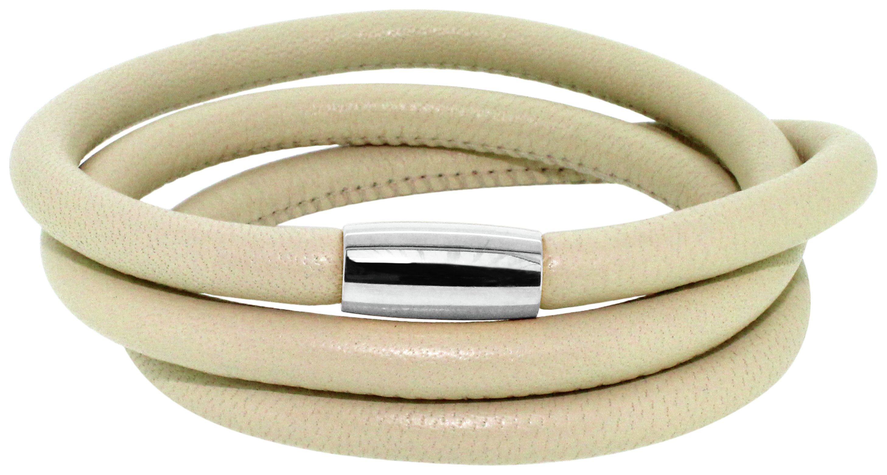 Link Up 3 Row Cream Leather Cord Bracelet.