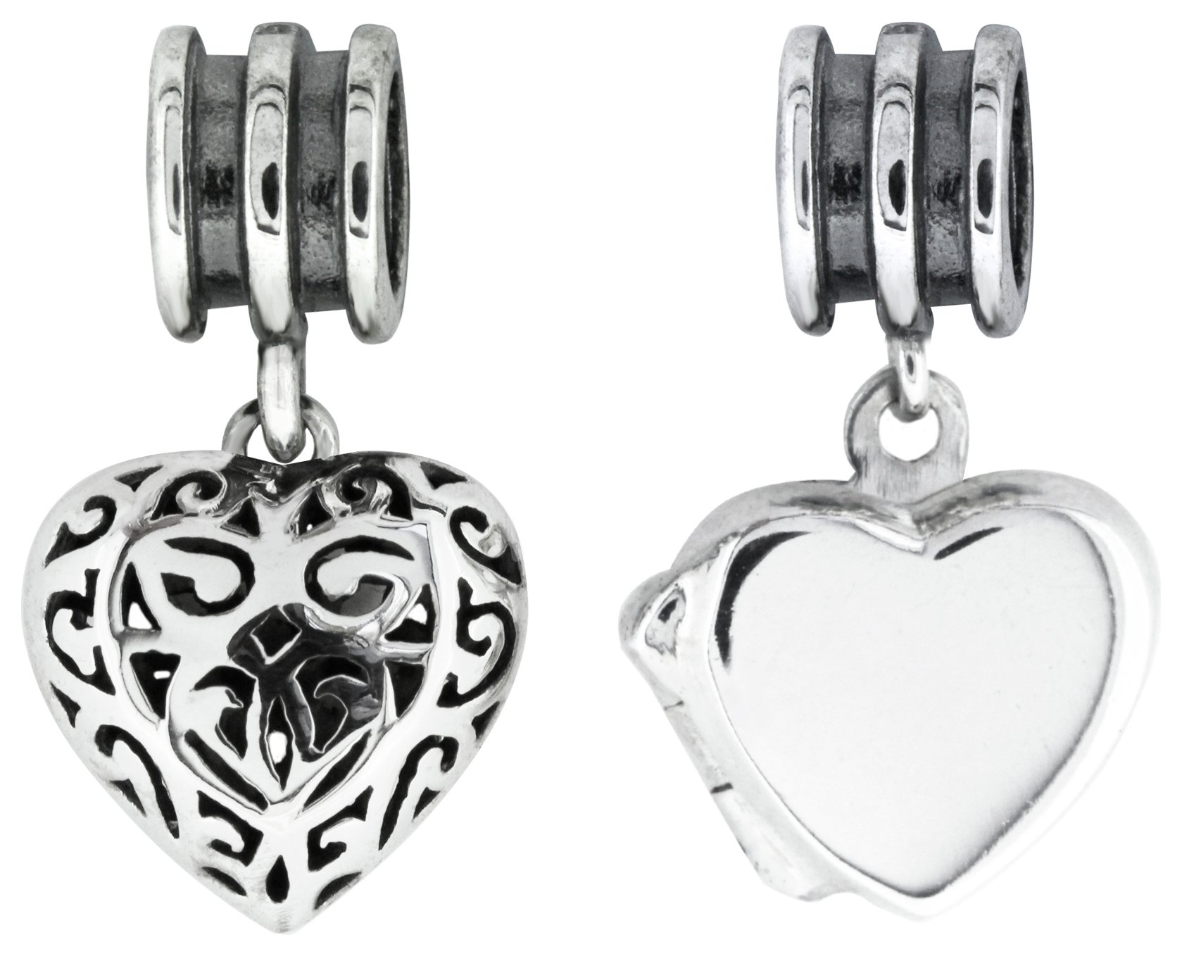 Link Up Sterling Silver Heart Drop Charms - Set of 2