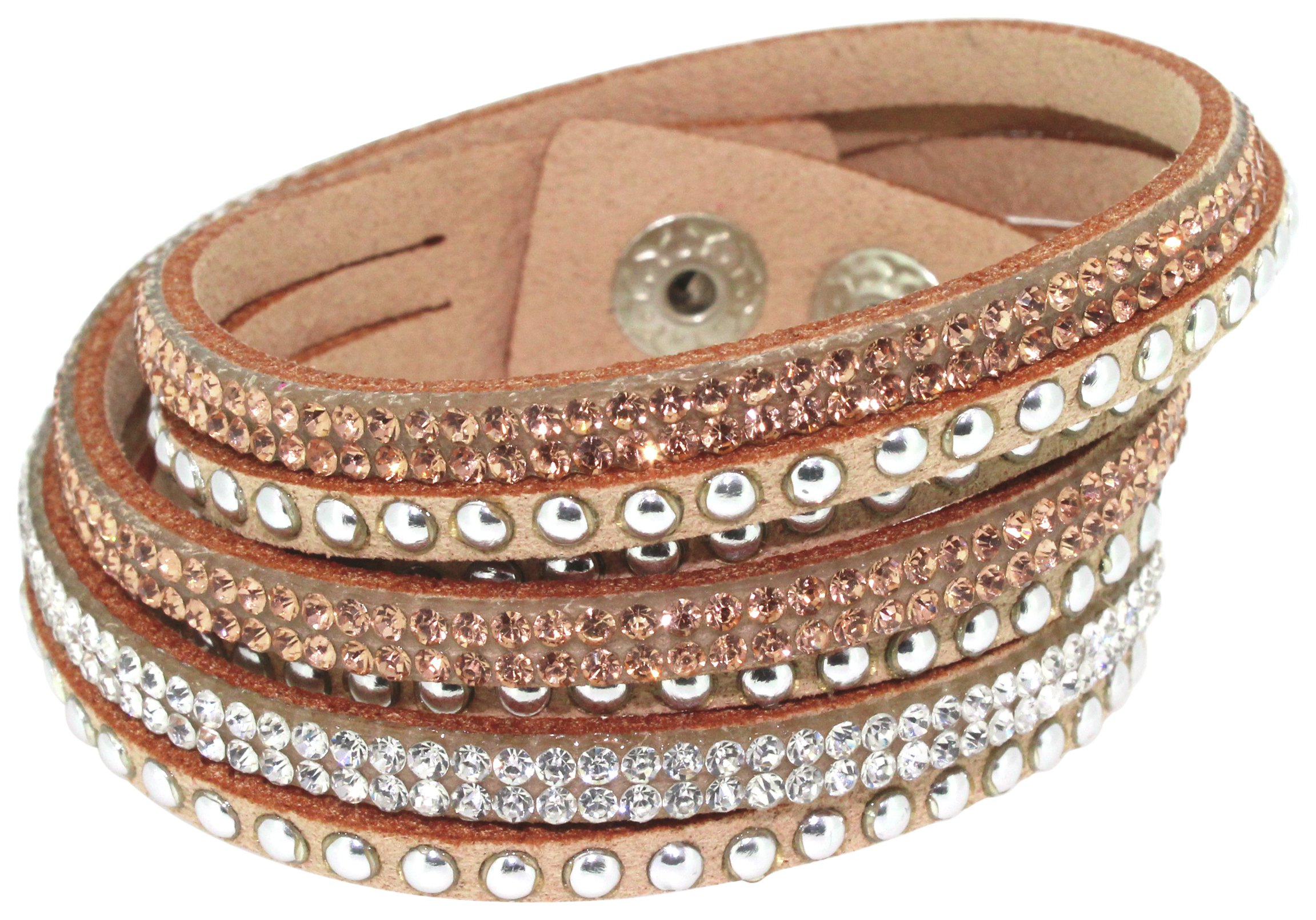 Link Up Camel Warped Leather Glitter Bracelet.