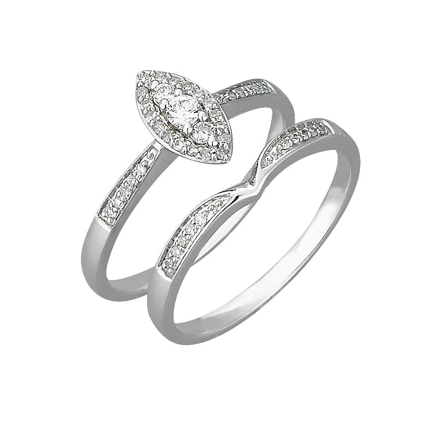 Revere 9ct White Gold 0.25ct tw Diamond Bridal Ring Set