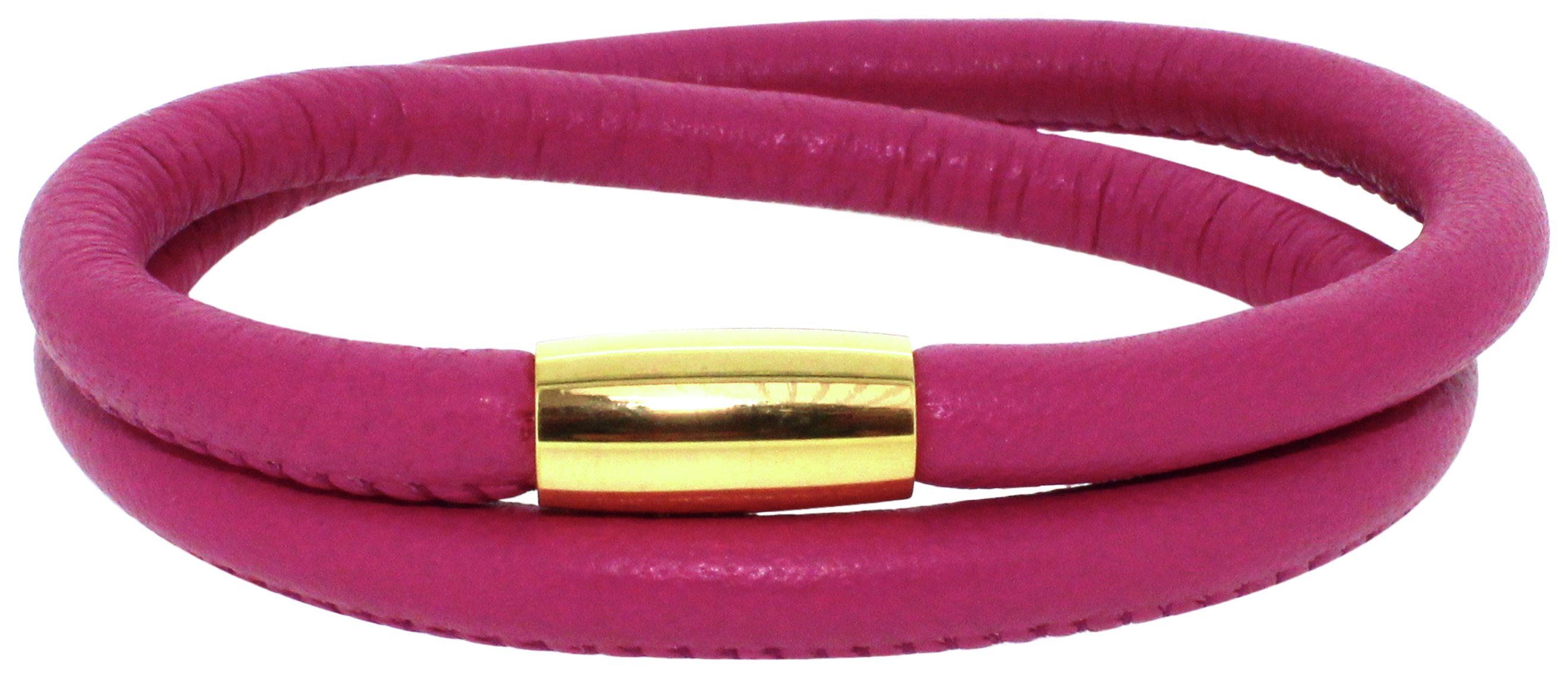 Link Up 2 Row Pink Leather Cord Bracelet.