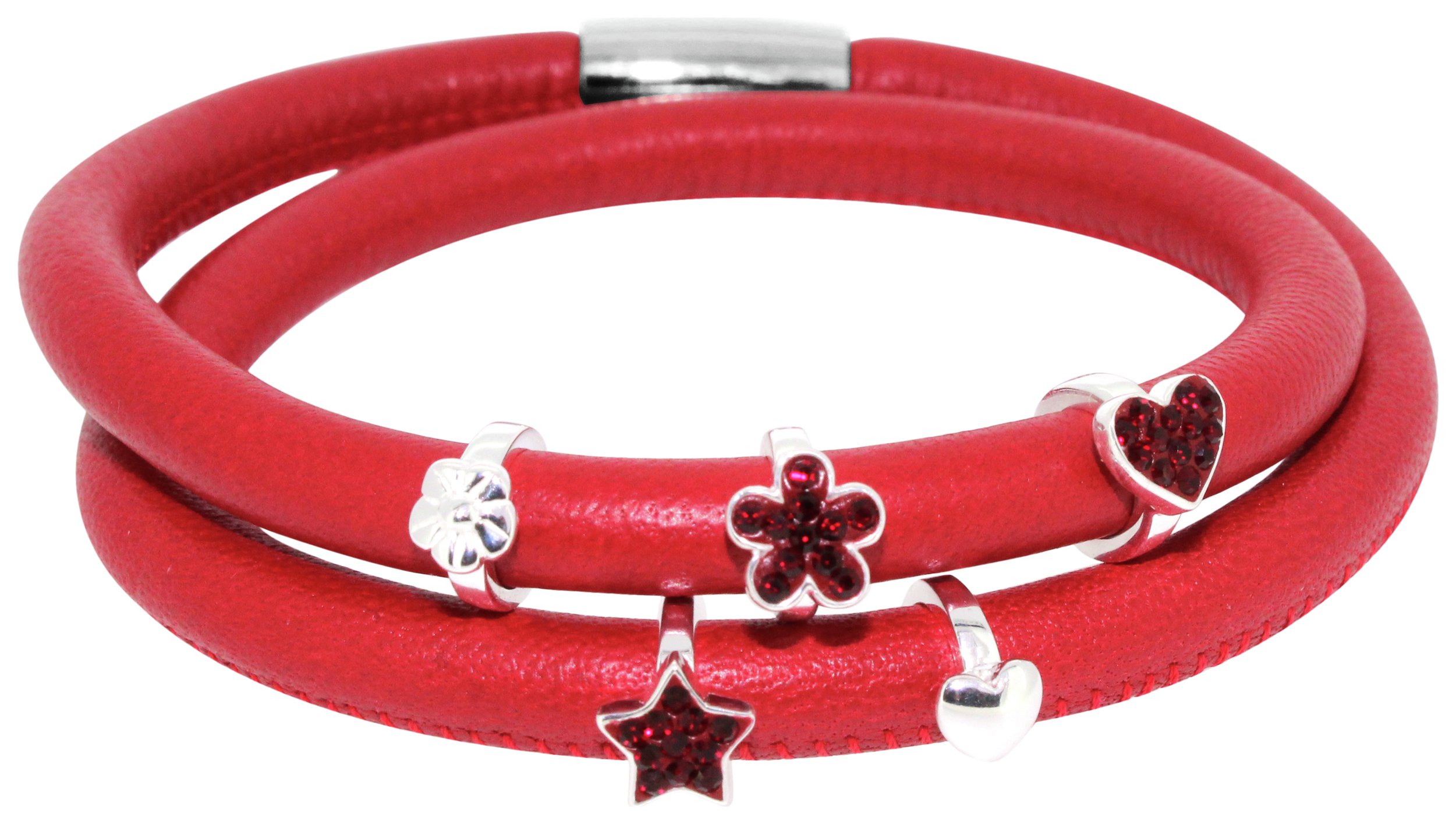 Link Up 2 Row Red Leather Cord Bracelet.