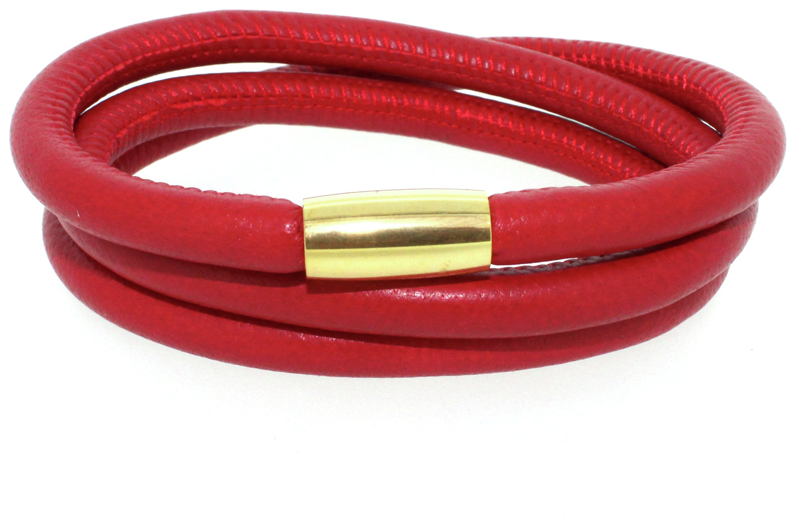 Link Up 3 Row Red Leather Cord Bracelet.