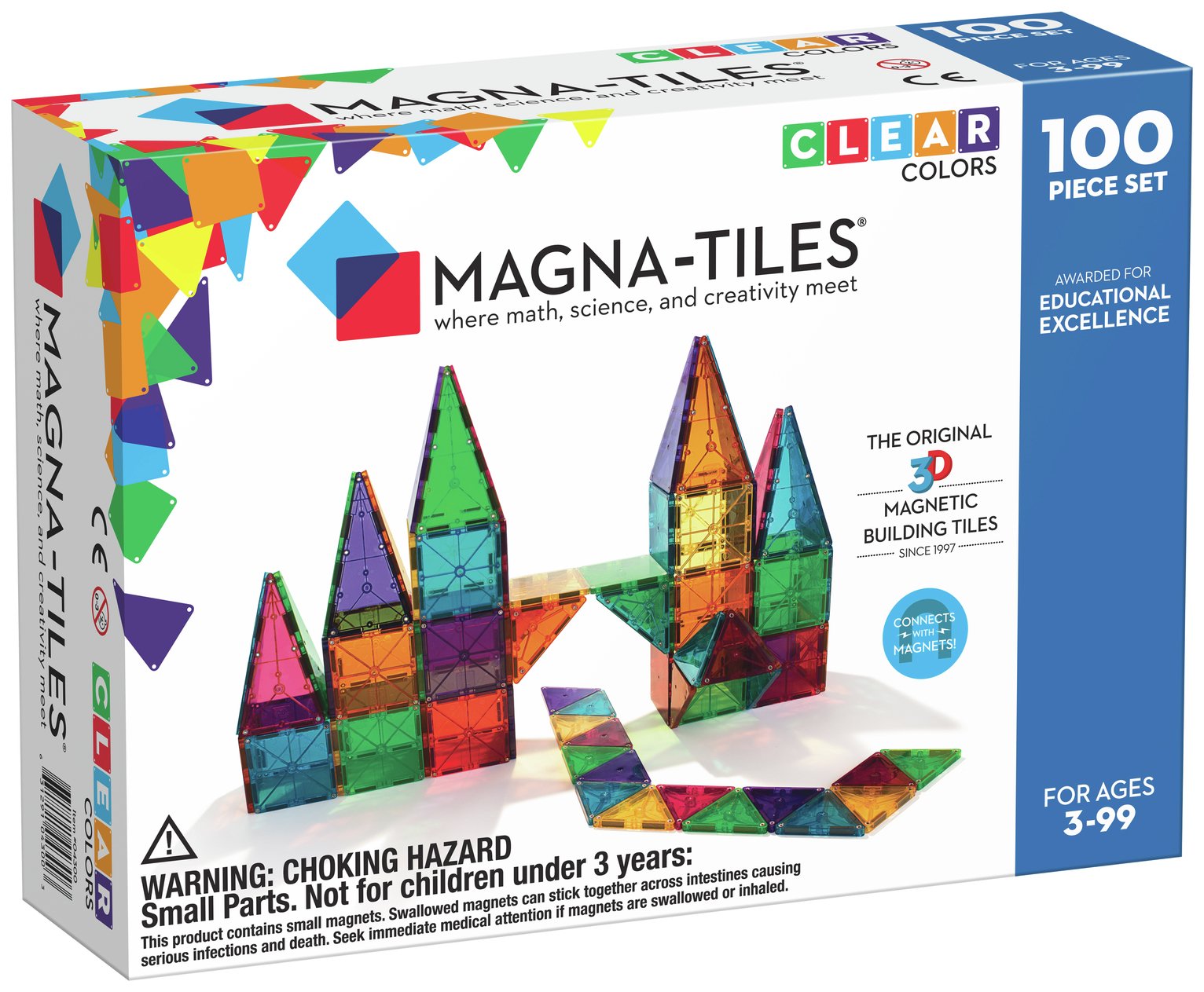 Magna-Tiles Clear 100 Pieces Set Magnetic Toy