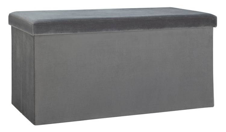 Argos Home Smooth Velvet Ottoman - Grey