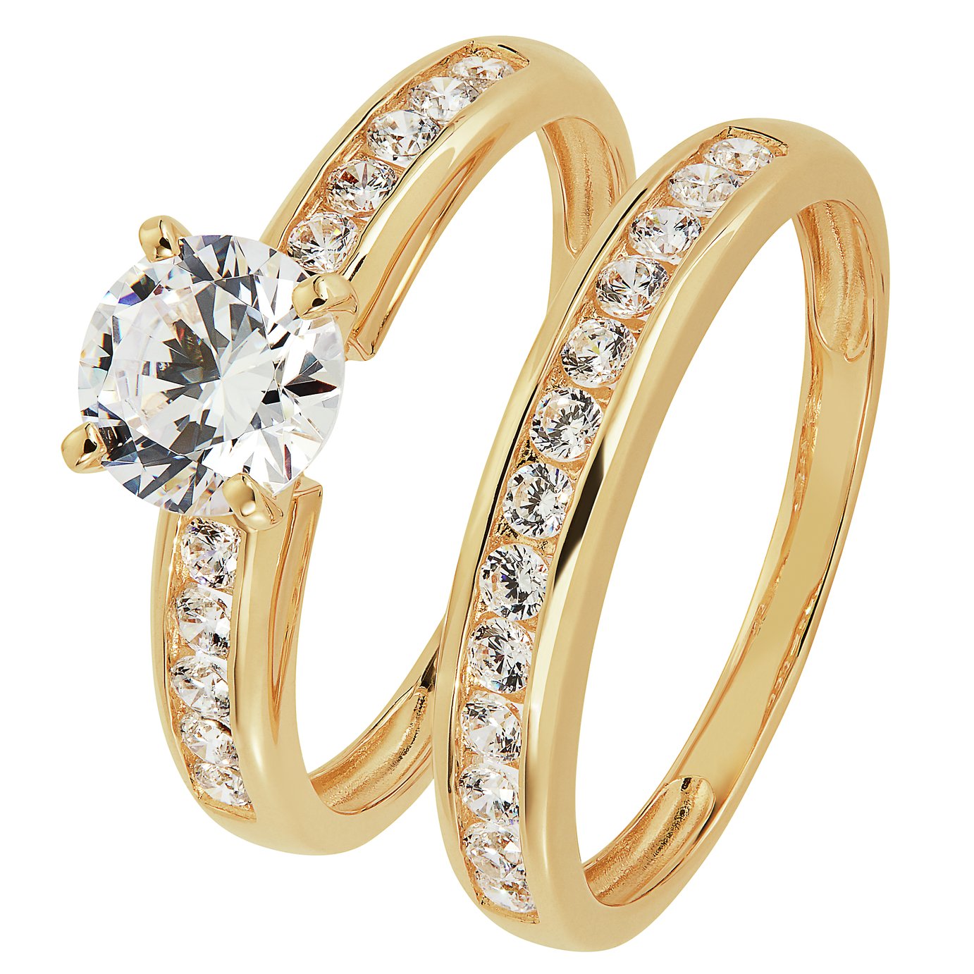 Revere 9ct Gold Cubic Zirconia Solitaire Engagement Ring - L