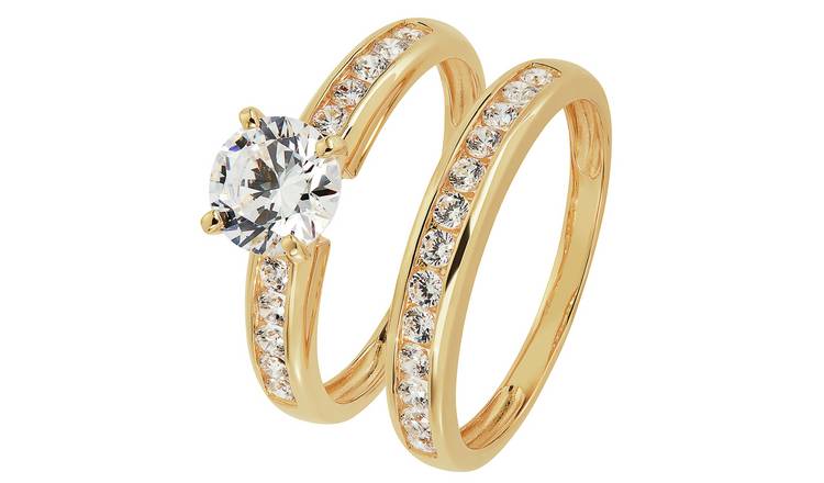 Buy Revere 9ct Gold Cubic Zirconia Solitaire Engagement Ring L | Womens ...